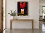 Red Rooster Beer Glass vintage canvas print on the wall of a entry hall