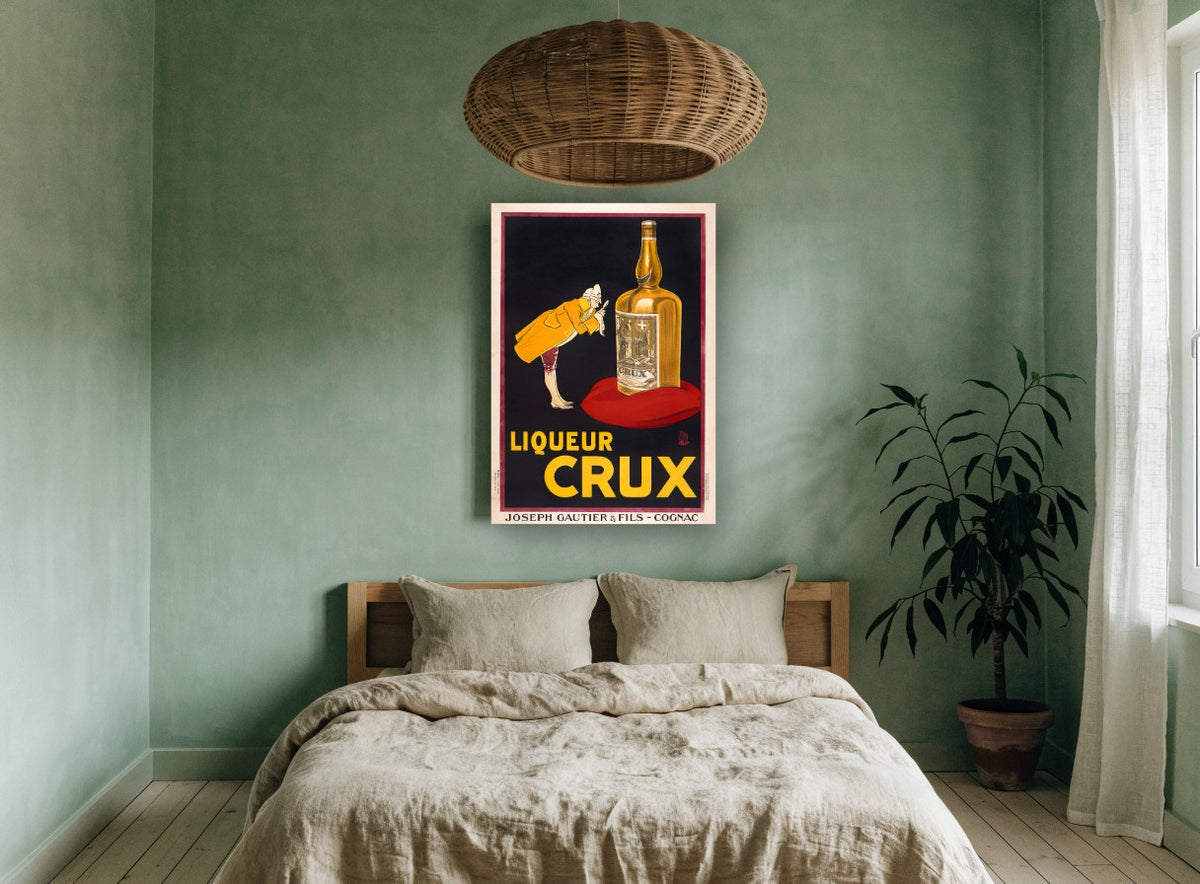 Crux Under the Glass vintage canvas print on the wall of a bedroom