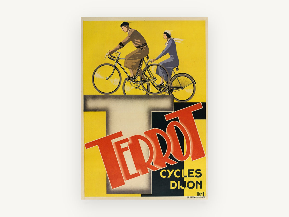 Terrot Riders Dijon, vintage canvas wall art print, front view