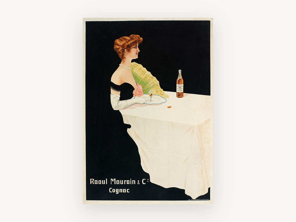 Lady With Cognac, vintage canvas wall art print, front view