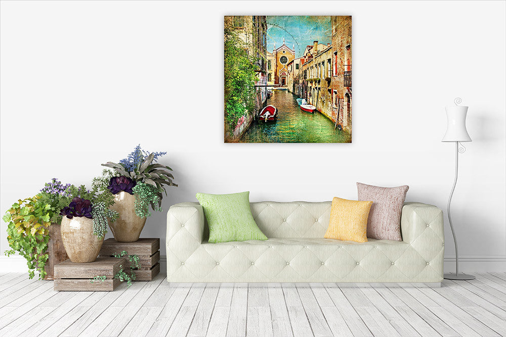 Venice Canal Wall Art Print on the wall