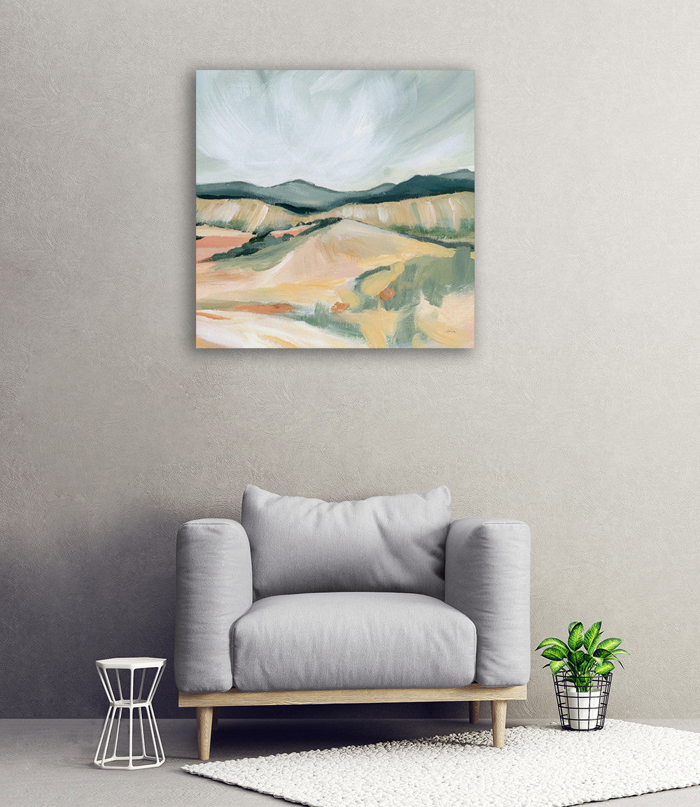 Vermillion Landscape II Wall Art Print on the wall