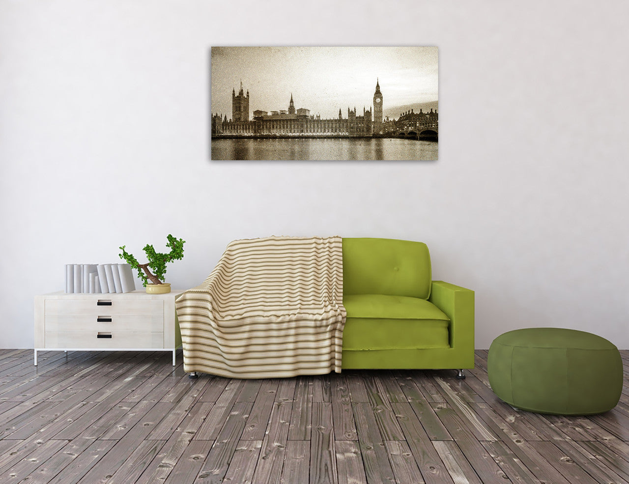 Vintage Big Ben Wall Art Print on the wall