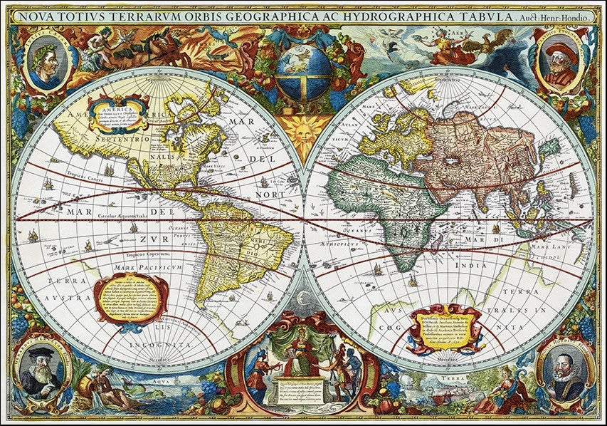 Vintage Global Map Wall Art Print