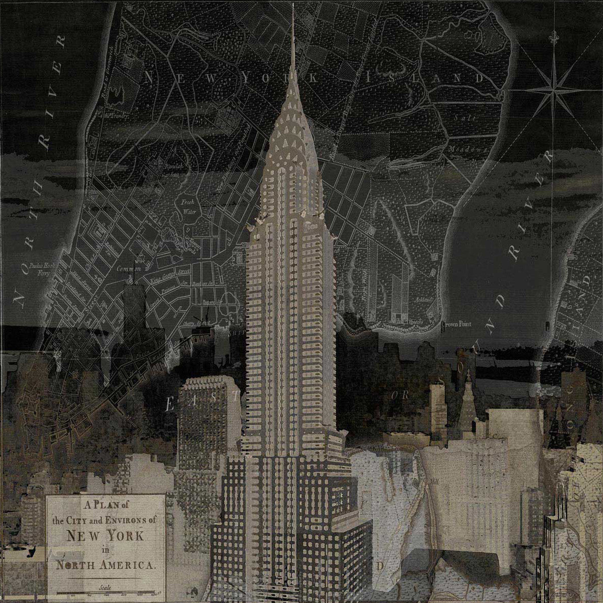 Vintage New York in Black II Wall Art Print
