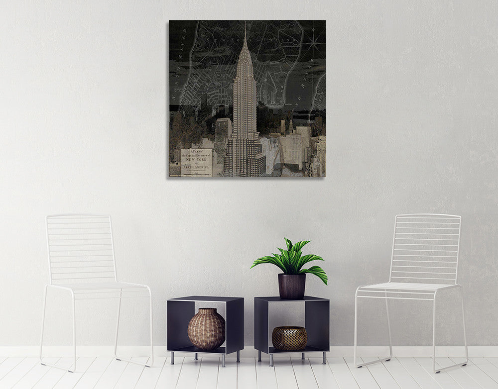 Vintage New York in Black II Wall Art Print on the wall