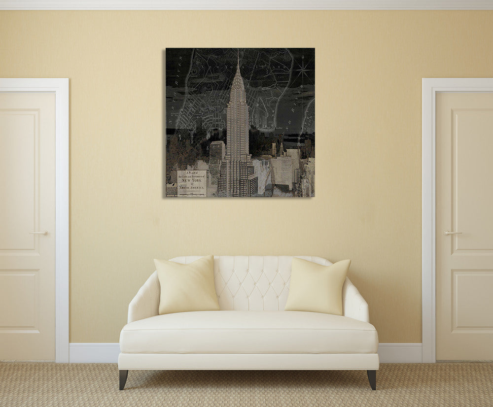 Vintage New York in Black II Wall Art Print on the wall