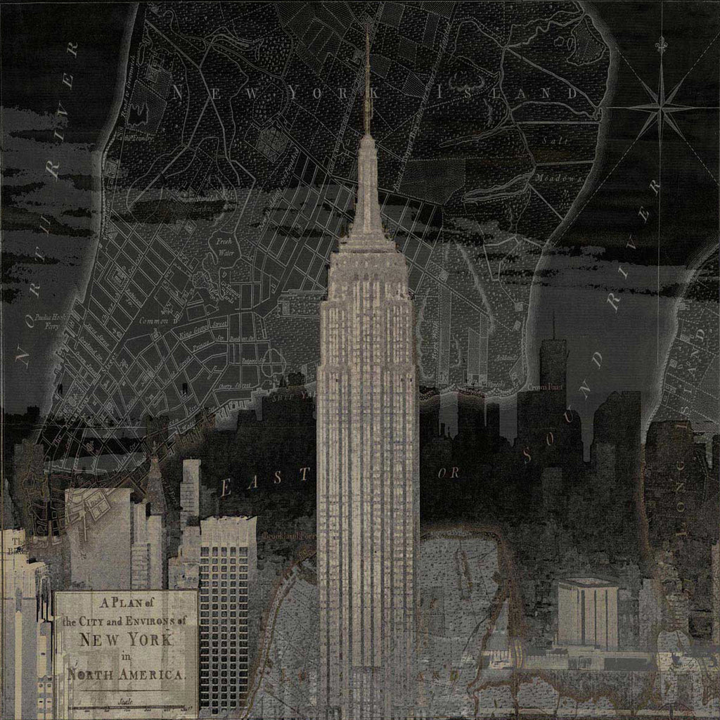 Vintage New York in Black I Wall Art Print