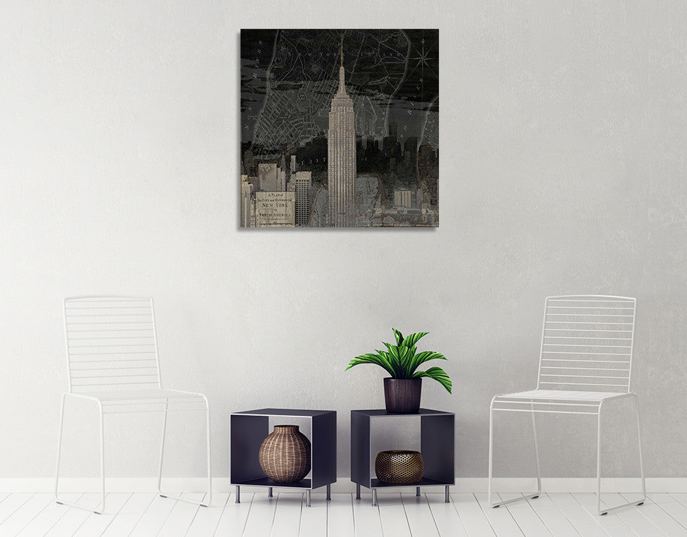 Vintage New York in Black I Wall Art Print on the wall