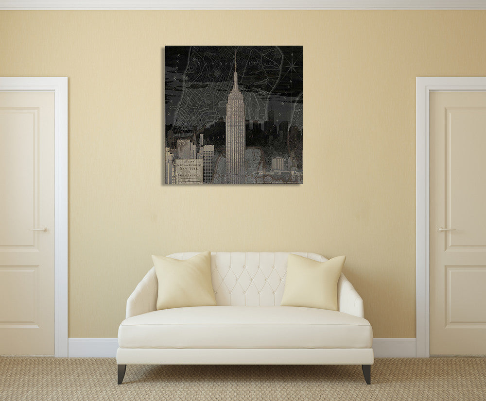Vintage New York in Black I Wall Art Print on the wall