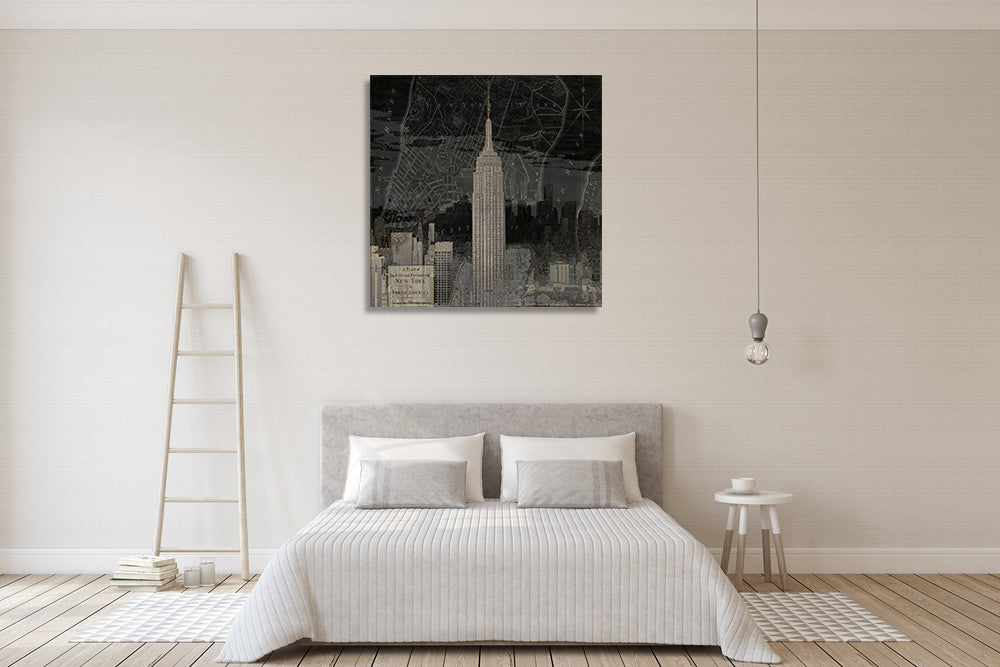 Vintage New York in Black I Wall Art Print on the wall