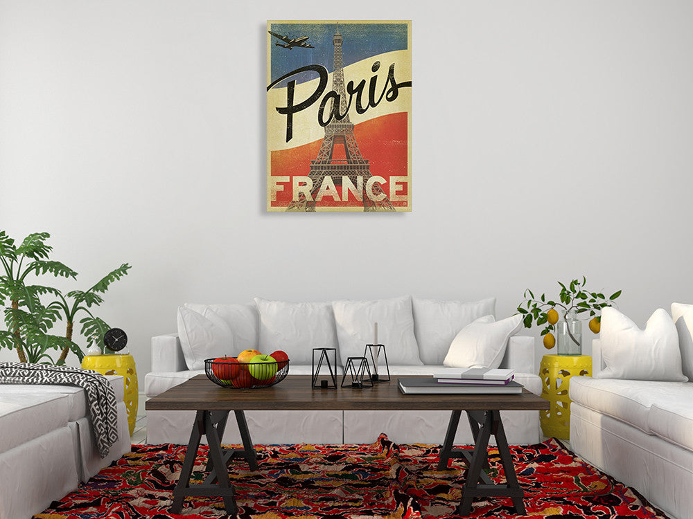 Vintage Paris Eiffel Tower Wall Art Print on the wall
