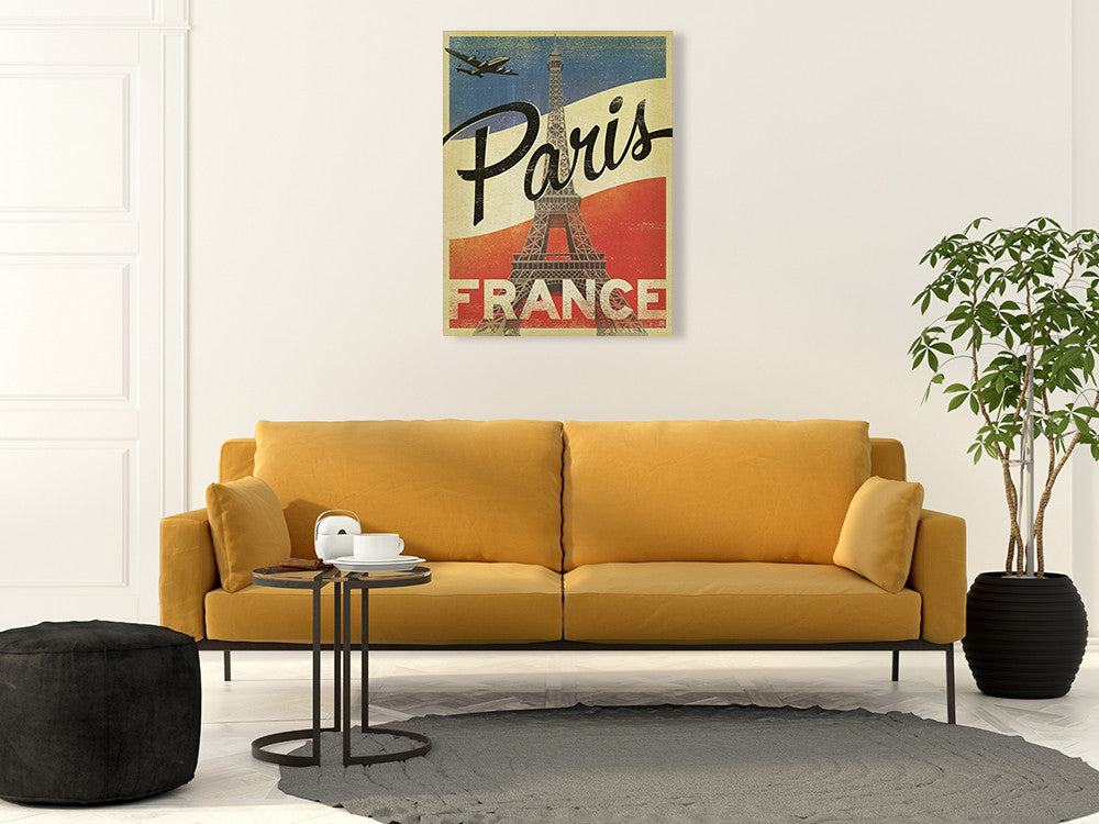Vintage Paris Eiffel Tower Wall Art Print on the wall