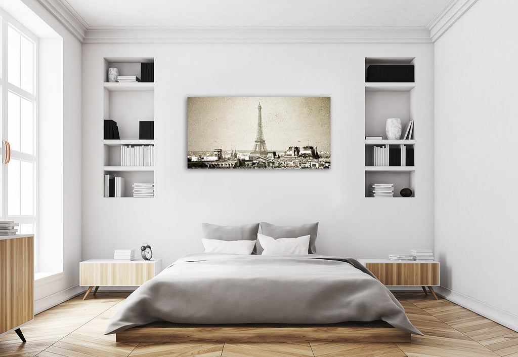 Vintage Paris Skyline Wall Art Print on the wall