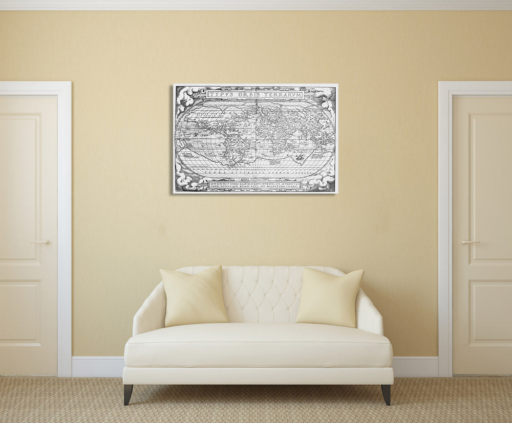 Vintage World Map Wall Art Print on the wall