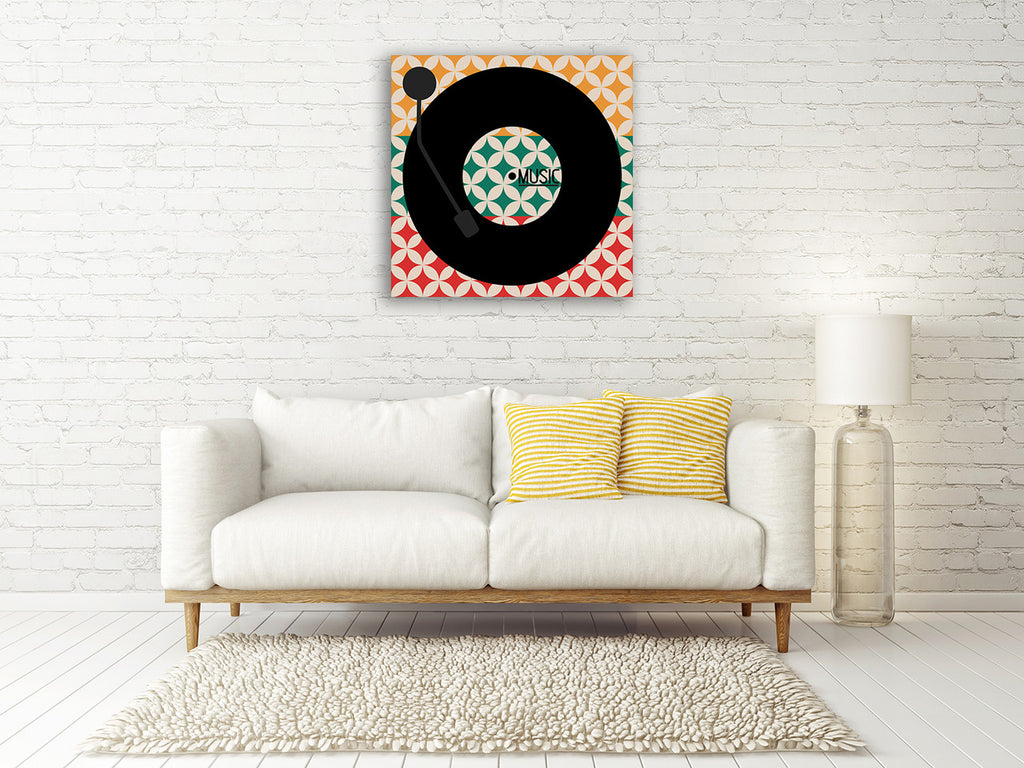 Vinyl Music Retro Wall Art Print on the wall