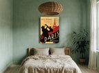 Paris Jazz Night vintage canvas print on the wall of a bedroom