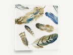Scattered Feather Study, watercolour feathers botanical style, animal canvas wall art print ready to hang