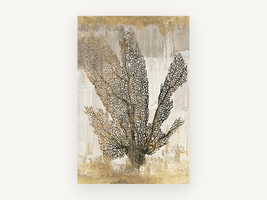 Gilded Sea Fan, coastal canvas wall art print, front view