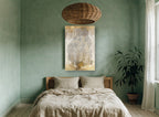 Golden Sea Fan coastal canvas print on the wall of a bedroom