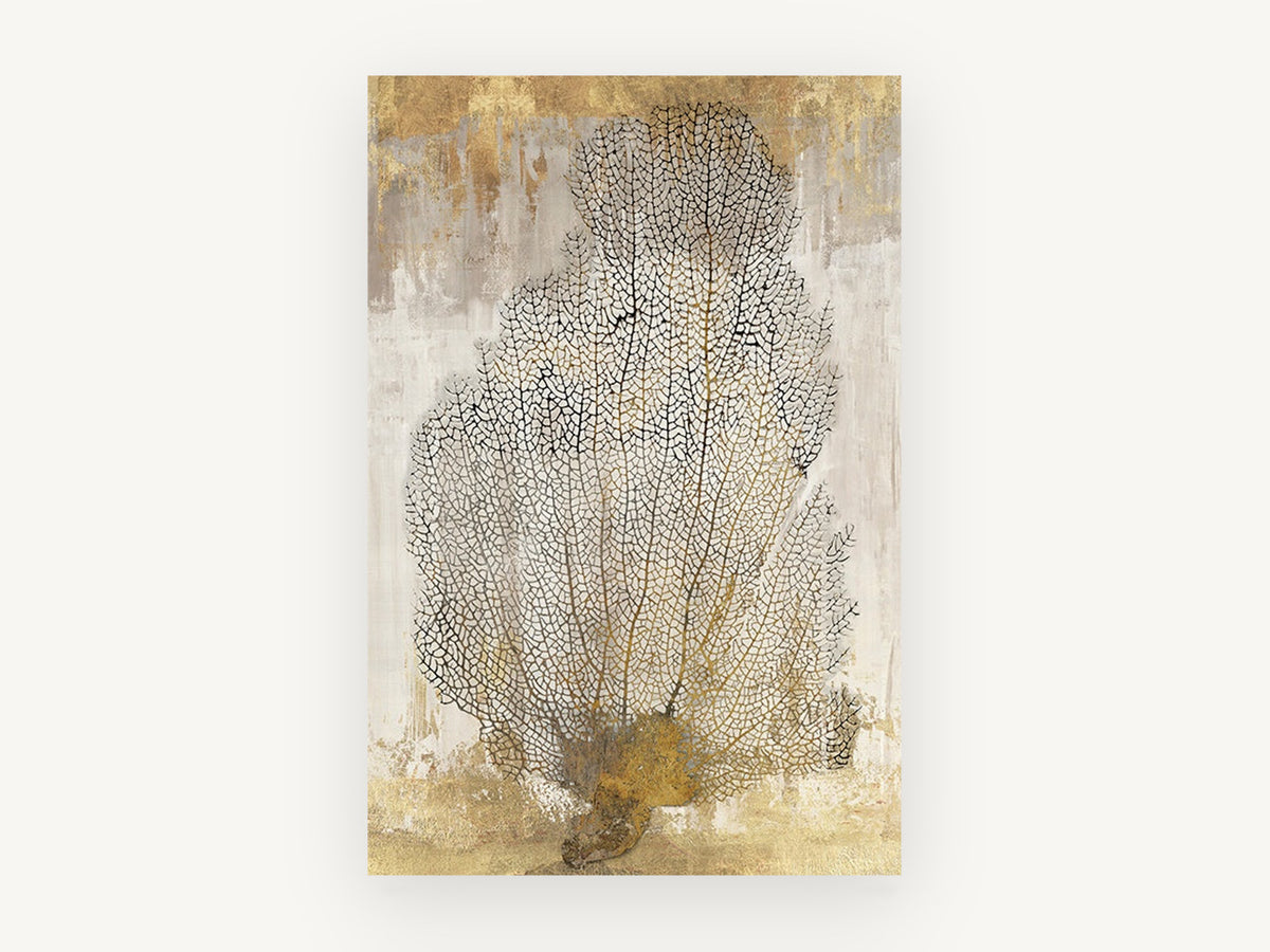 Golden Sea Fan, coastal canvas wall art print, front view