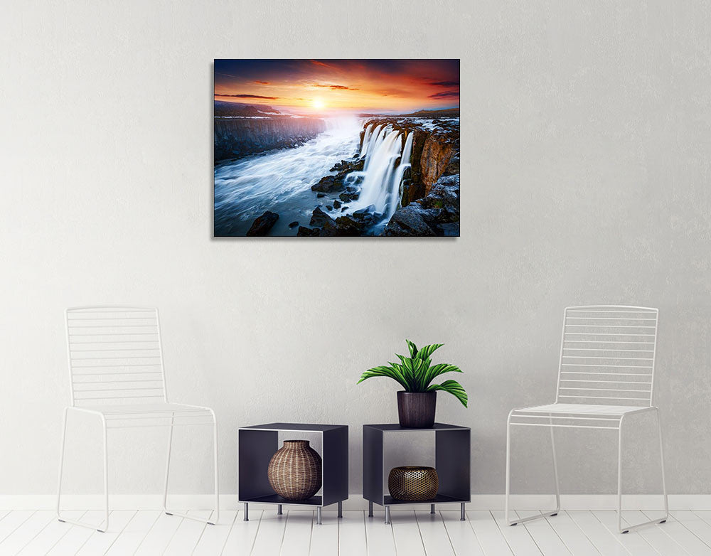 Waterfall Vatnajokull National Park Wall Print on the wall