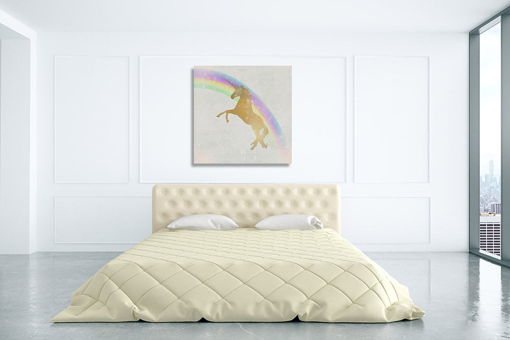 Whimsical Unicorn II Wall Art Print on the wall