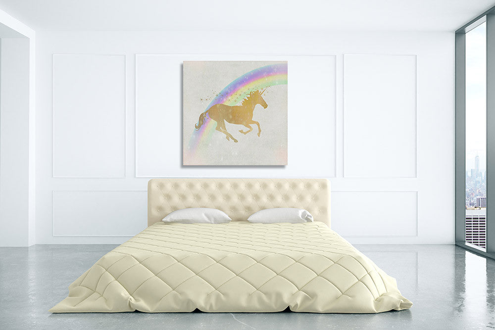 Whimsical Unicorn I Wall Art Print on the wall