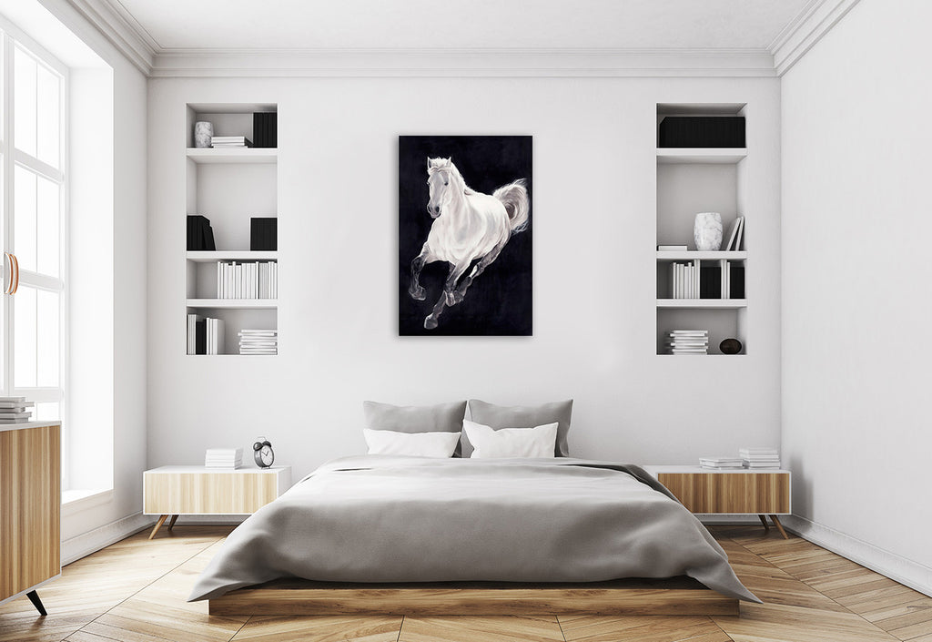 White Horse Wall Art Print on the wall