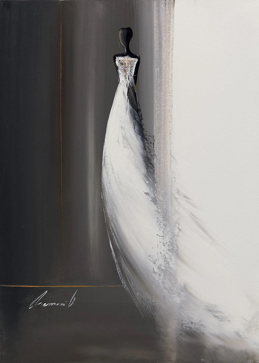 White Long Dress II Wall Art Print