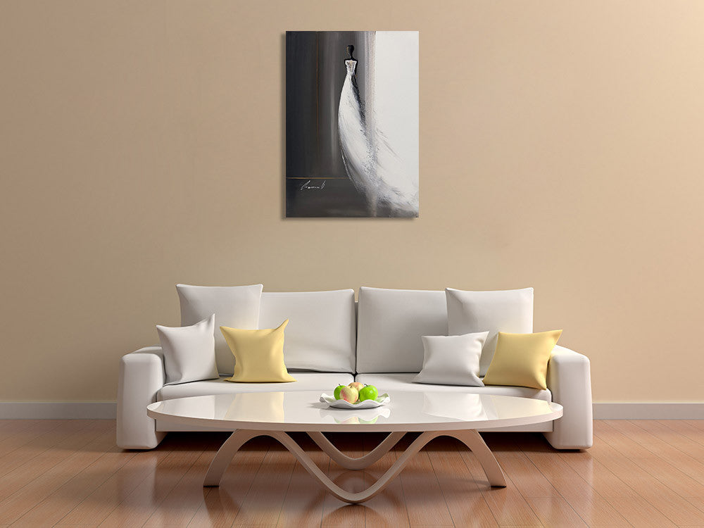 White Long Dress II Wall Art Print on the wall