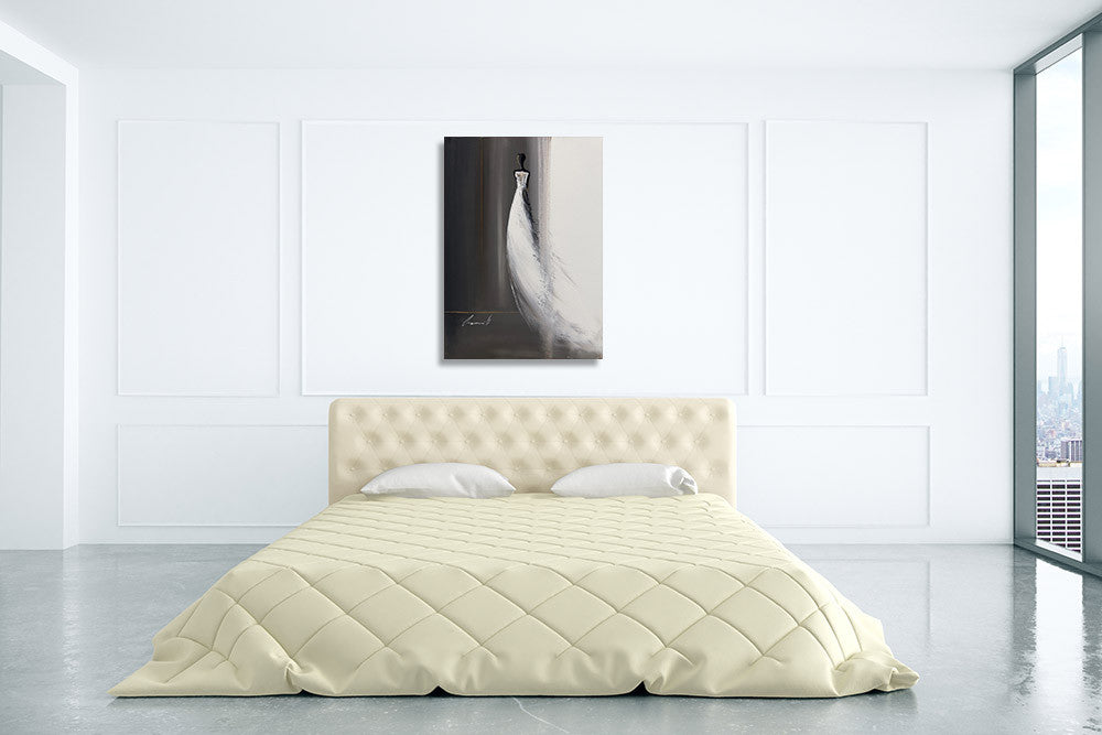 White Long Dress II Wall Art Print on the wall