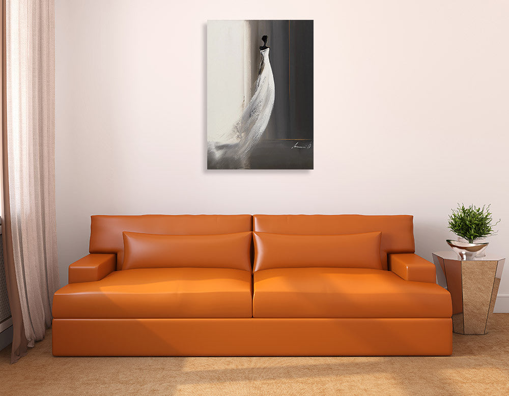 White Long Dress I Wall Art Print on the wall