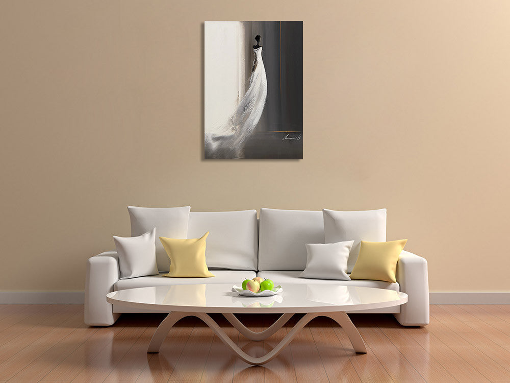 White Long Dress I Wall Art Print on the wall