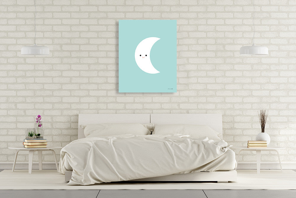 White Moon Wall Art Print on the wall