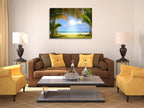 White Sandy Beach Wall Art Print on the wall