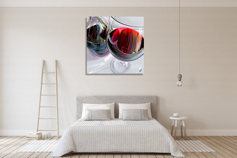 Wine on Glass Wall Art Print on the wall