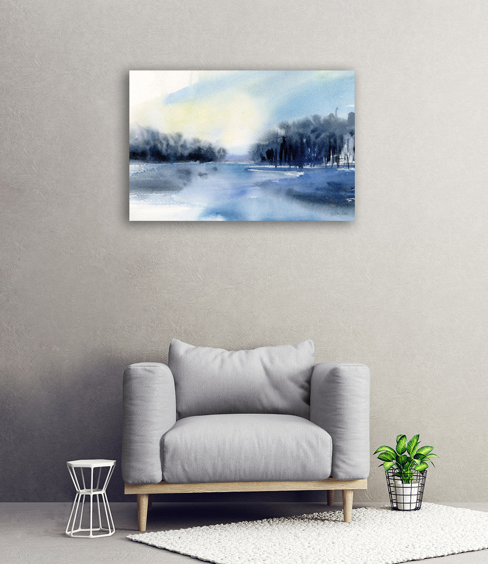 Winter River Wall Art Print on the wall