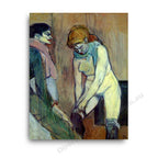 Woman Pulling up Her Stocking