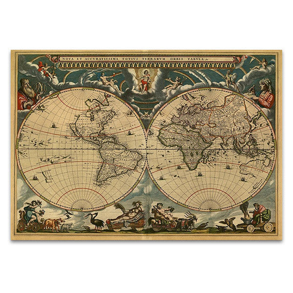 World Vintage Map Wall Art Print