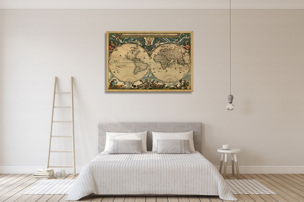 World Vintage Map Wall Art Print on the wall