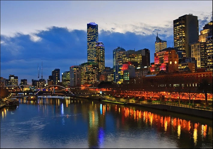 Yarra River Night Scene Wall Art Print