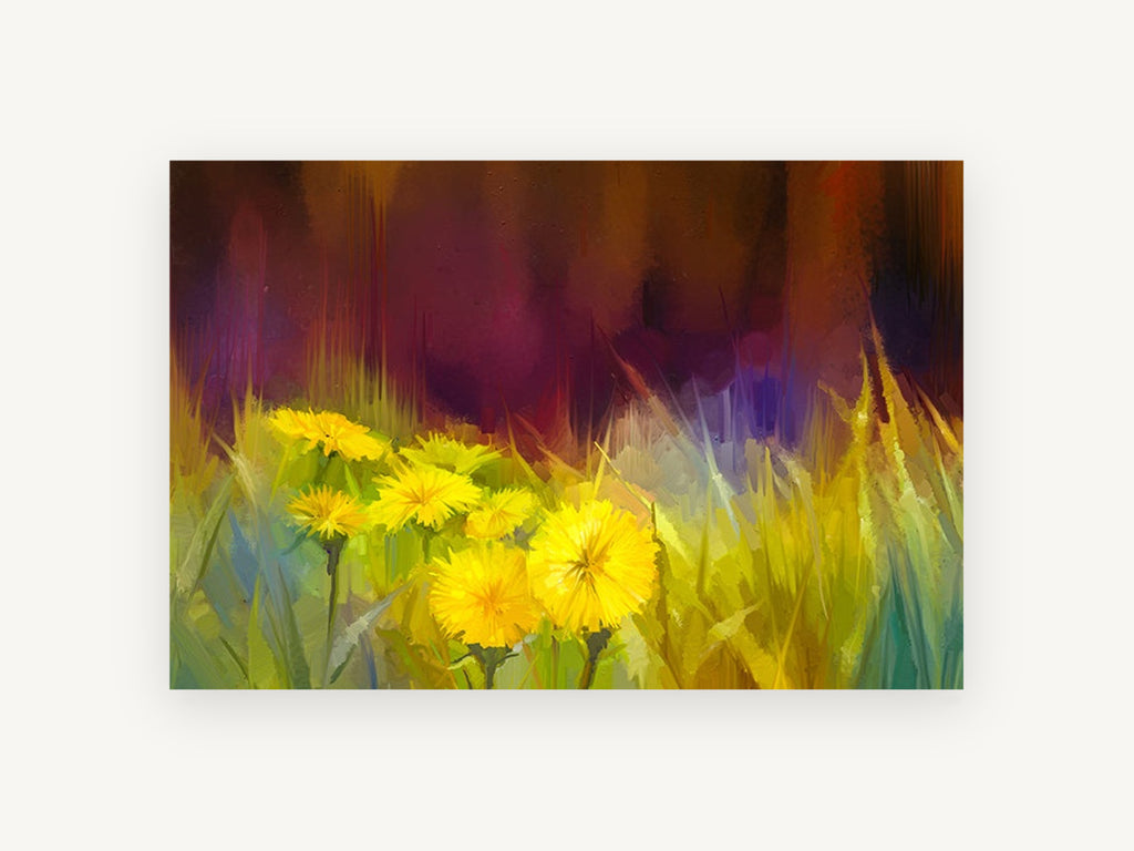 Dandelions at Dusk, floral canvas wall art print, front view