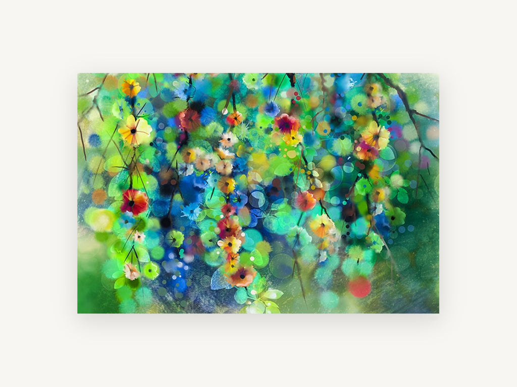 Garden Bokeh Bloom, floral canvas wall art print, front view
