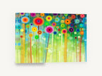 Meadow Pom Poms, colourful abstract meadow flowers illustration, floral canvas wall art print ready to hang
