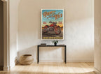 Born to Be Wild vintage canvas print on the wall of a hallway