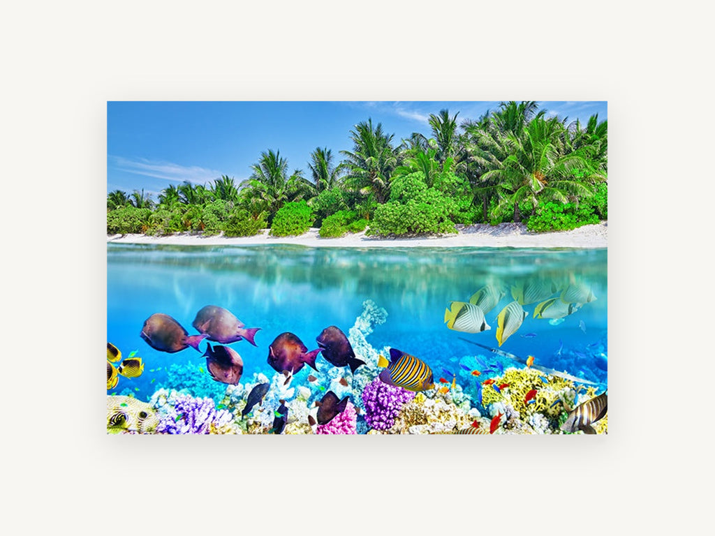 Thoddoo Reef Shoreline, coastal canvas wall art print, front view