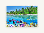 Thoddoo Reef Shoreline, coastal canvas wall art print, front view