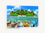 Thoddoo Reef Island, tropical island coral reef photograph, coastal canvas wall art print ready to hang