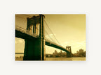 Golden Brooklyn Crossing, brooklyn bridge sepia photograph, city canvas wall art print, front view